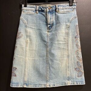 Alfredo Venini Vintage Embroidered Flower Denim Skirt size 1